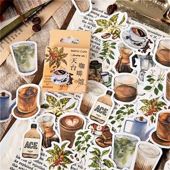 Traditional Coffee House, Beans, Grinders, 46 Deco Stickers - Picture 4 of 8